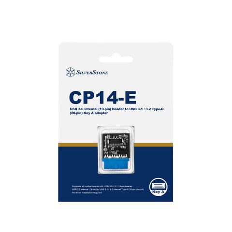 Silverstone CP14-E, USB 3.0 Internal 19 Pin Header to USB 3.1/3.2 Type-C (20 Pin) Key A Adapter Card for USB Type-C Port, SST-CP14-E