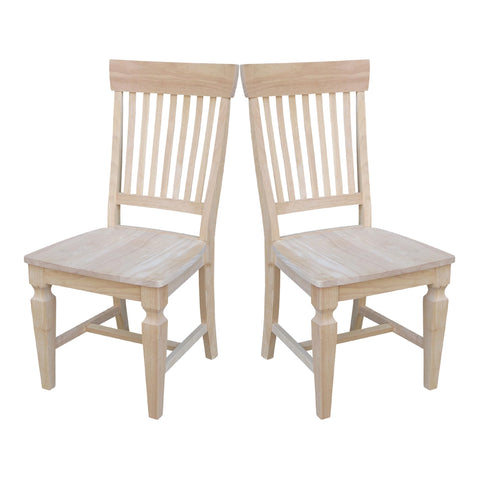 IC INTERNATIONAL CONCEPTS Set of Two Solid Parawood Slat Back Chairs Ready to Finish