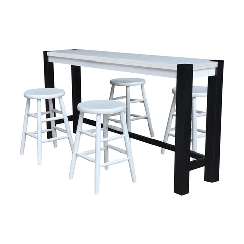 International Concepts Solid Wood Tall Accent Table with 4 Counter Height Stools - Multi-Color