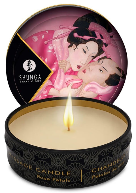 Shunga Aphrodisia Mini Massage Candle, Rose Petals, 1 Ounce