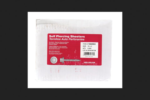 Hillman Washer Sheet Metal Screws No. 10 X 2 Hex Head/Slotted Hex Head Box 2000