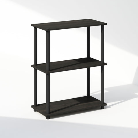 Furinno Turn-N-Tube Book Shelf, 3-Tier Bookshelf, Bookcase with Multipurpose Compact Display Rack, 11.6 x 23.6 x 29.6, for Living Room, Bedroom, Home Office, Espresso/Black