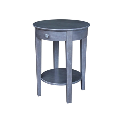 International Concepts Phillips Wood Accent Table with Drawer in Heather Gray