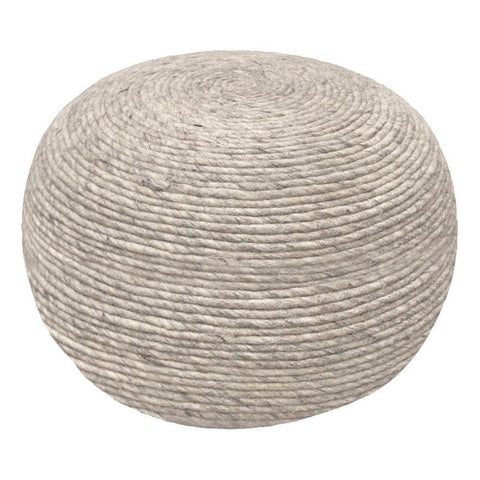 Moti Ellie Wool Pouf 20" x 20" x 14" - Silver
