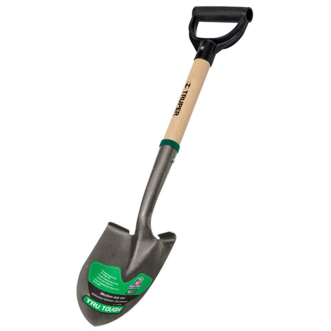 Truper 31196 Tru Tough 19-Inch Short D-Handle Round Point Shovel, 19-Inch Wood