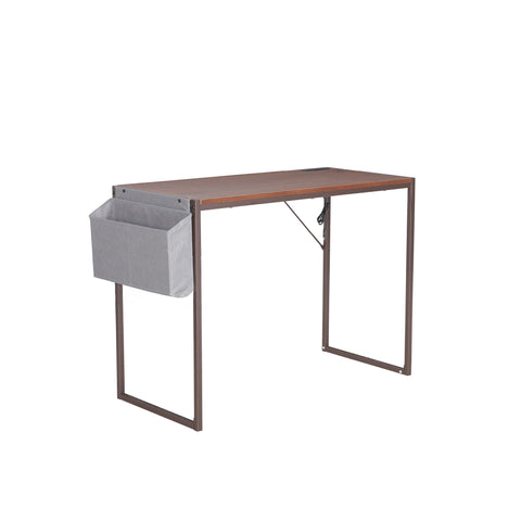 JJS Small Computer Desk Simple Style Writing Desk for Small Spaces 40 Inch Home Office Modern Student Study Laptop Writing Table with Storage Bag USB Hub, Brown