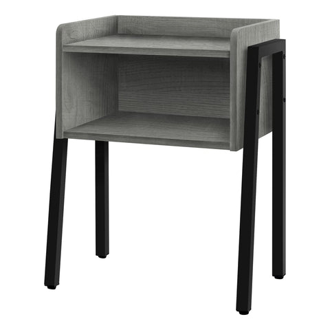Monarch Specialties I 3591 Accent Table, Side, End, Nightstand, Lamp, Living Room, Bedroom, Metal, Laminate, Grey, Black, Contemporary, Modern
