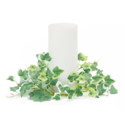 Melrose Set of 6 Polyester Mixed Ivy Candle Ring with Green Finish 85982DS