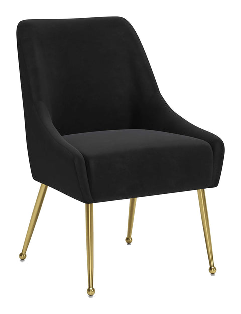 Zuo Maxine Dining Chair Black & Gold, Black Dining Chair, Soft and Smooth Velvet Fabric, Plywood, Indoor Dining, 22.8" W x 23.6" D x 32.7" H