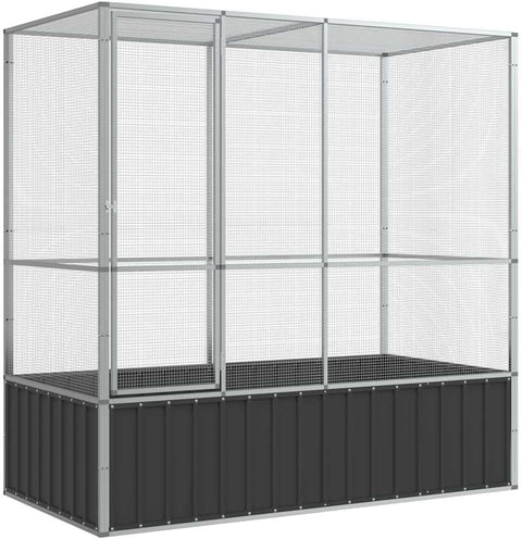 vidaXL Aviary Bird Cage - 82.9"x42.1"x83.5" Galvanized Steel | Spacious Parrot Budgie Habitat with Lockable Door & Mesh Grid for Indoor/Outdoor Use