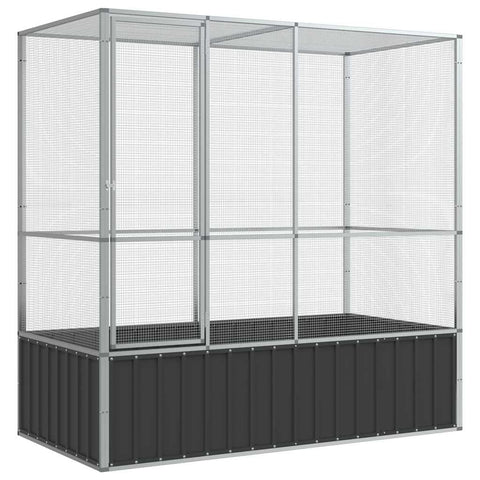vidaXL Aviary Bird Cage - 82.9"x42.1"x83.5" Galvanized Steel | Spacious Parrot Budgie Habitat with Lockable Door & Mesh Grid for Indoor/Outdoor Use