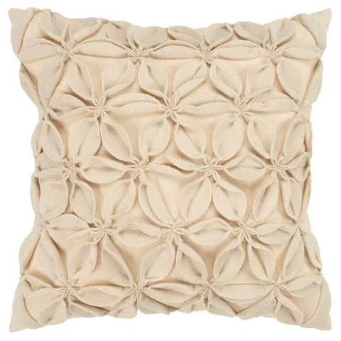 Pillow Cover With Hidden Zipper In Cream And Cream [Set of 2]