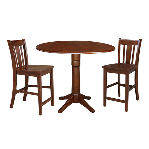 IC International Concepts 3-Piece Dining Set, Hardwood Table and Chairs, Perfect for Small Spaces and Kitchens - Espresso Finish