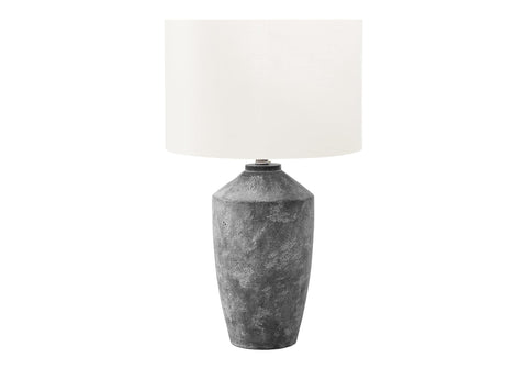 Monarch Specialties I 9890 Lighting, 25" H, Table Lamp, Grey Concrete, Ivory/Cream Shade, Contemporary, Modern