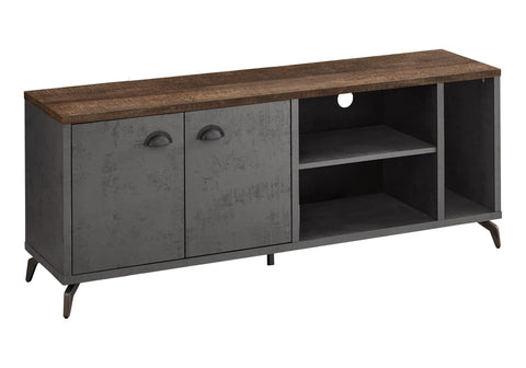 Monarch Specialties I 2831 Tv Stand, 60 Inch, Console, Media Entertainment Center, Storage Cabinet, Living Room, Bedroom, Laminate, Metal, Grey, Brown