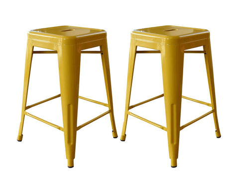 AmeriHome Industrial Modern Loft 24" Metal Bar Stool - Gold, 2 - Piece