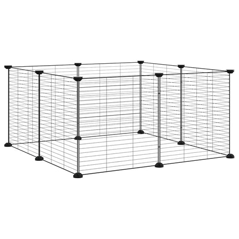 vidaXL Pet Cage Black Powder-Coated Steel Small Collapsible Pet Cage