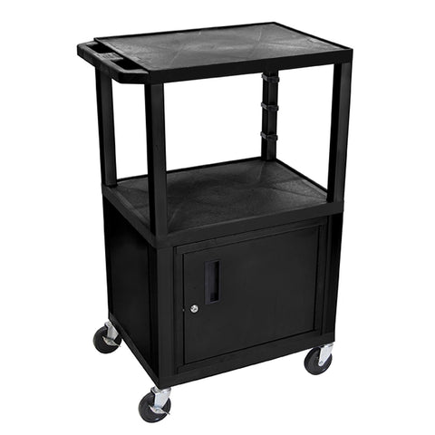 Luxor WT42C2E 42" H AV Cart - 3 Shelves Cabinet - Black Legs, 4" Silent-Roll, Full-Swivel Heavy-Duty Casters, Two with Locking Brake, Multipurpose Storage for Video Projector, TV, Laptop