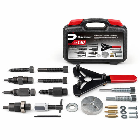 Powerbuilt Master AC Clutch Removal & Installation Tool Kit, Service Automotive AC Compressor Clutches, Holding Tool, Installer, Remover - 647756, Black, 23 Piece