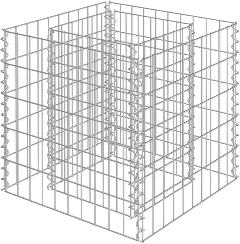 vidaXL Gabion Raised Bed in Durable Galvanized Steel - 19.7"x19.7"x19.7" - Easy Self Assembly - Silver Color, Perfect for Gardens or Patios