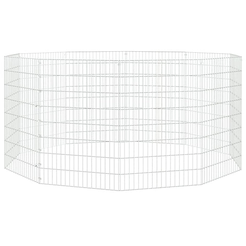 vidaxl Free Range Animal Enclosure 8-Panel Galvanized Iron cage - pet Run/playpen/Hutch 21.3"x31.5" Silver