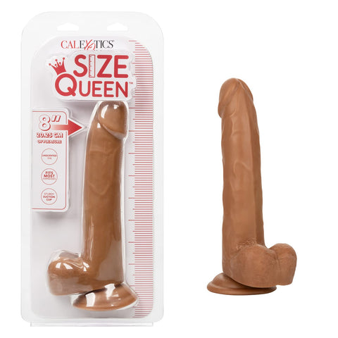 CalExotics Size Queen 8 Inch Dildo with 5.5 Inch Shaft Circumference and Sturdy Suction Cup - Brown SE-0261-55-2