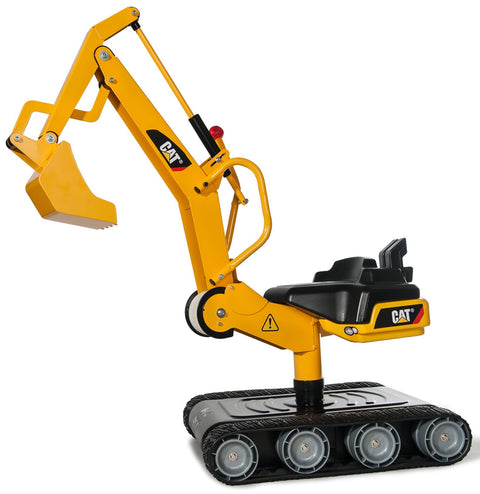 rolly toys CAT Construction Ride-On: Metal 360-Degree Excavator Digger with Traction Treads, Youth Ages 3+ Yellow, 38"(H) x 18"(W) x 34"(D)