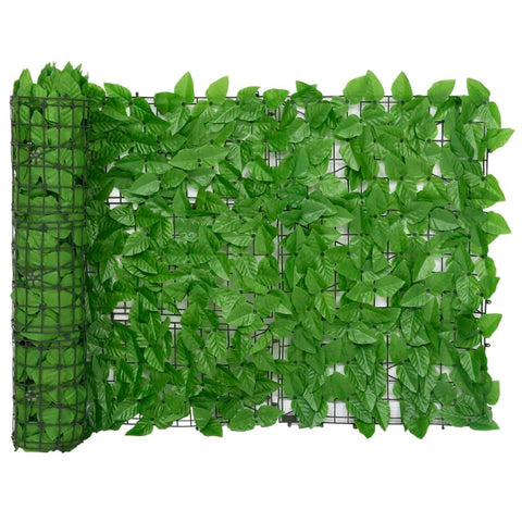 vidaXL Balcony Screen - Green Leaves Polyethylene/Fabric Privacy Shield for Patios, Decks, Gardens - 157.5"x29.5"