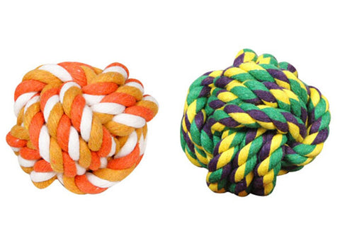 PANDA SUPERSTORE 2 Pcs Fist Ball Dog Toy Knot Rope Ball Chew Dog Puppy Toy Pet Chew Toy B