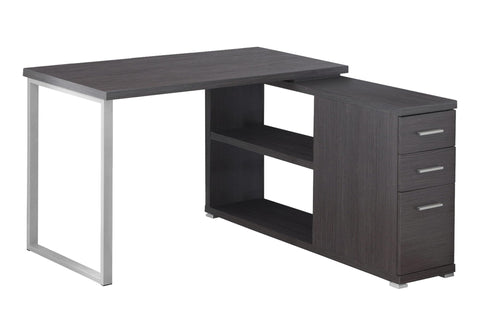 Monarch Specialties Computer L-Shaped-Left or Right Set Up-Contemporary Style Corner Desk with Open Shelves and Drawers, 48" L, Grey