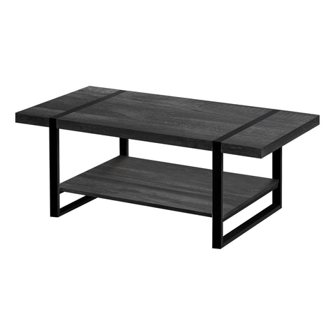 Monarch Specialties 2860, Accent, Cocktail, Rectangular, Living Room, 48", Laminate, Contemporary, Modern Coffee Table Reclaimed Wood-Look/Black Metal, 47.25" L x 23.75" W x 17.75" H