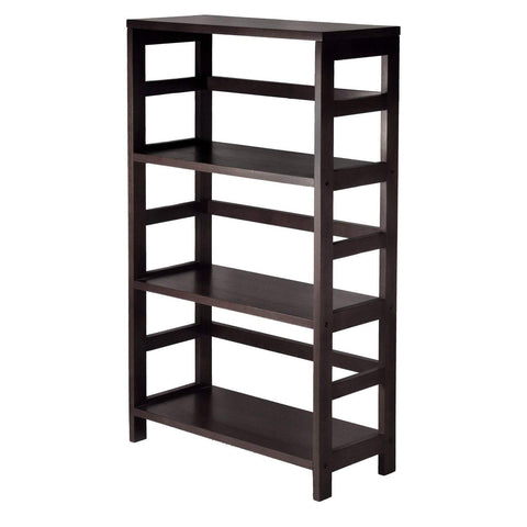 FastFurnishings Wide 3-Shelf Modern Shelving Unit in Espresso Wood Finish