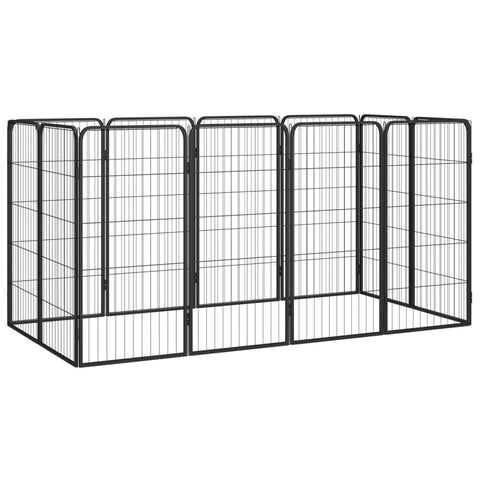 vidaXL Dog Playpen, 12-Panel Dog Cage Without Door, Puppy Exercise Playpen, Dog Wire Fence for Indoor/Outdoor, Powder-Coated Steel Black