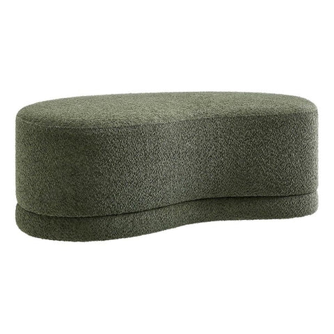 Modway Nimbus 48 Inch Curved Ottoman Bench in Sage - Soft Fabric Chenille Ottoman - Versatile Bedroom Bench - Bouclé Footstool - Upholstered Coffee Table - Bedroom and Living Room Furniture