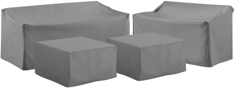 4Pc Outdoor Sectional Furniture Cover Set Gray - Loveseat, Sofa, & 2 Square Table/Ottoman