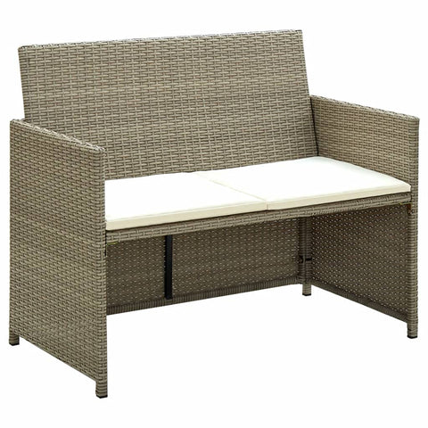 vidaXL Sofa Set of 2 Beige Poly Rattan 2-Seater Light Weight Sofa