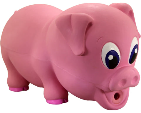 PetSport Naturflex Large Pig Latex Dog Chew Toy | All-Natural Soft, Squeaky, Non-Toxic Rubber Chew Toy | Safe for Indoor Play | 8"