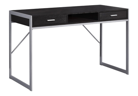 Monarch Specialties Contemporary Laptop Table with Drawers and Shelf Home & Office Computer Desk-Metal Legs, 48" L, Cappuccino