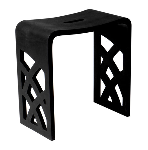 ALFI brand ABST88BM Black Matte Solid Surface Resin Bathroom/Shower Stool