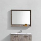 Bosco 30" Framed Mirror With Shelve - Nature Wood Finish