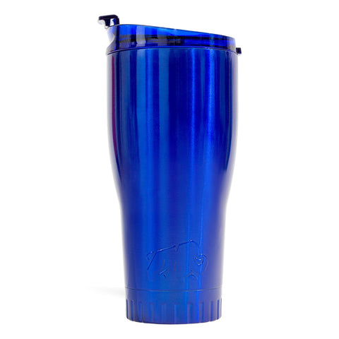 Silver Buffalo Double Walled Vacuum Insulated Stainless Steel Tumbler With Flip Top Lid Keeps Hot and Cold, Travel Coffee Mug Leakproof Lid, 30 Ounces, Royal Blue