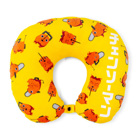 JUST FUNKY Chainsaw Man Pochita Plush Neck Pillow | Travel Essentials for Extra Comfort Support in Airplanes, Cars