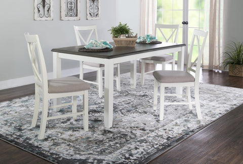 Powell Jane Grey 5 Piece Dining Set with Grey and Cream White Finish D1254D19G