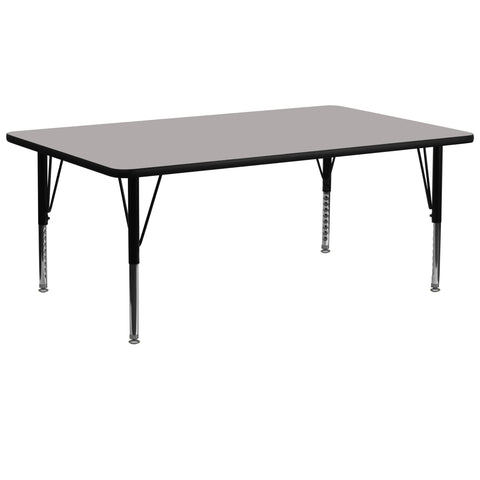Flash Furniture Wren 30"W x 72"L Rectangular Grey HP Laminate Activity Table - Height Adjustable Short Legs