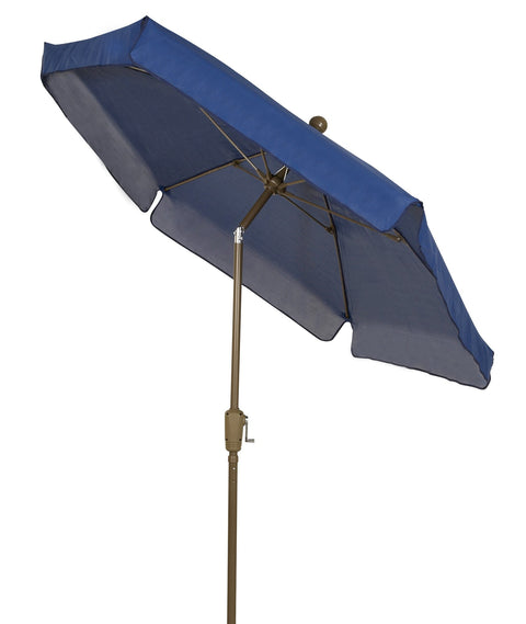 FiberBuilt Umbrellas Garden Umbrella with Push-Button Tilt, 7.5 Foot Navy Canopy and Champagne Bronze Pole