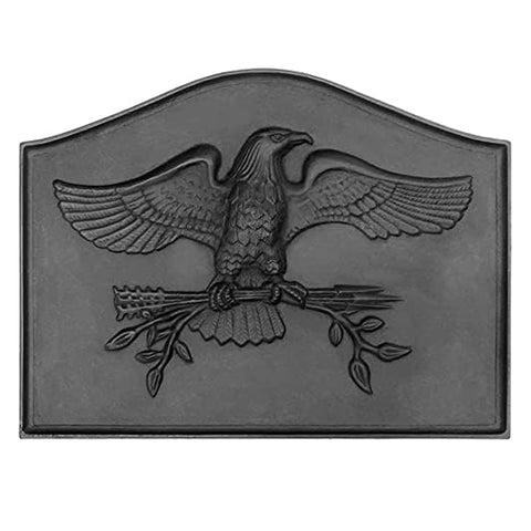 Oakestry American Eagle Cast Iron Fireback Fireplace Back Plate for Heat Protection & Efficiency Decorative Eagle Design with Durable Matte Black Finish