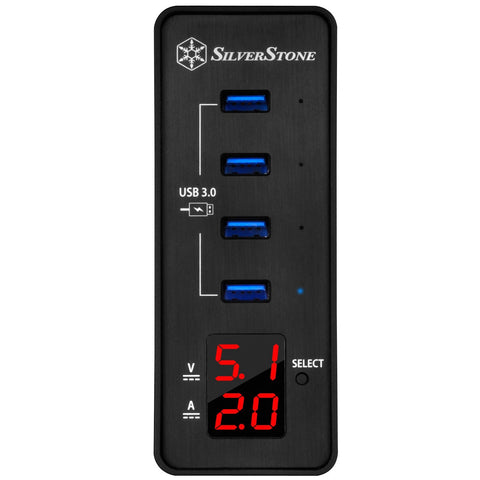 SilverStone Technology Smart Four Port USB 3.0 Hub with Fast Charging & Power LED Meter EP03B (RL-EP03B)