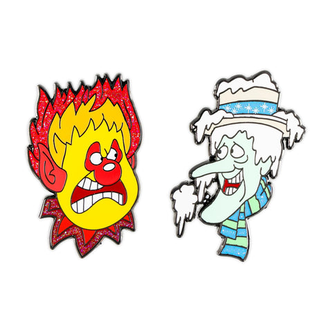 The Year Without A Santa Claus Heat and Snow Miser Enamel Pins, Set Of 2 | Badge Accessories For Lanyard, Backpack