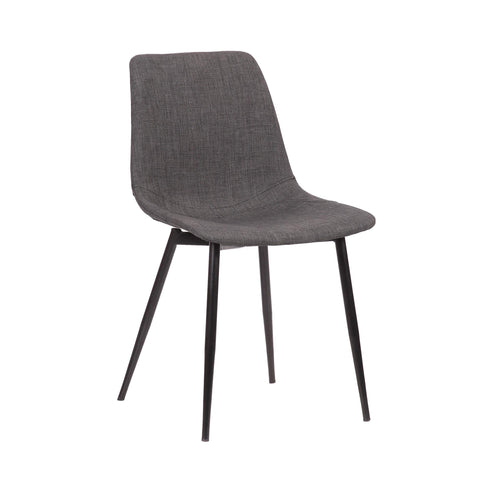 Armen Living Monte Mid Century Modern Dining Accent Chair for Table Kitchen Desk Vanity in Charcoal Gray Fabric Upholstery with Black Metal Legs
