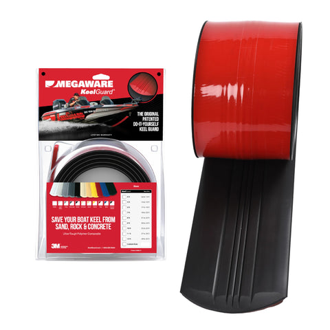 MEGAWARE KEELGUARD USA-Made, Original DIY Keel Guard, 5-Inch Wide, 4-12ft Sizes, 11 Colors, Complete Install Kit with Primer, Hull Protector, for Fiberglass and Some Aluminum Boats (Black)
